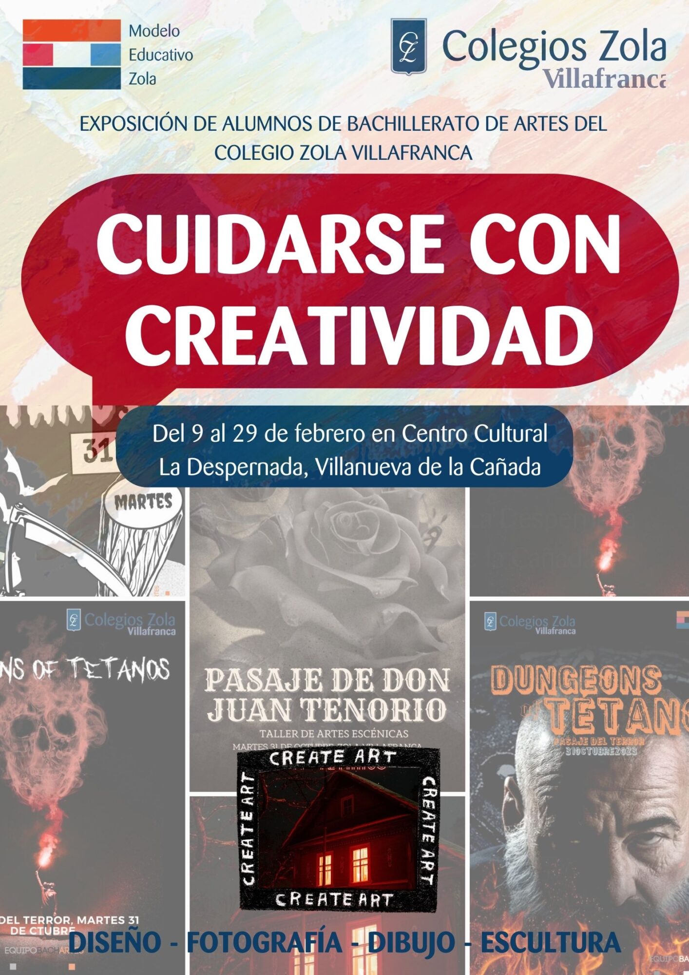 Exposición de diseño, foto, pintura y escultura de los estudiantes de Bachillerato de Artes en Villanueva de la Cañada