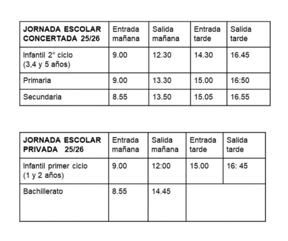 horario del colegio zola villafranca